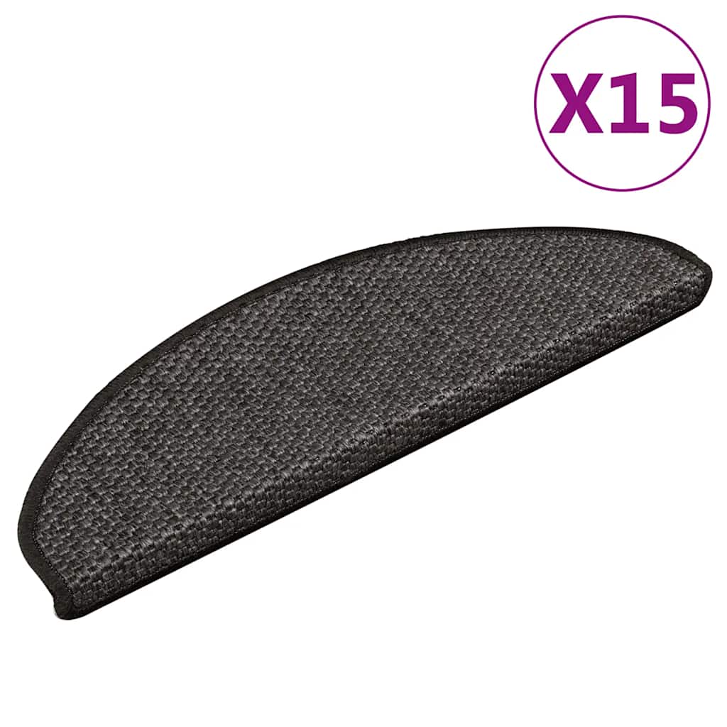 vidaXL Self-Adhesive Stair Mats 15 pcs Sisal-Look 56x17x3 cm Platinum-coloured