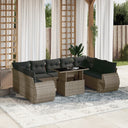 vidaXL 10-Piece Lounge Set with Cushions Poly Rattan Black