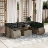 vidaXL 10-Piece Lounge Set with Cushions Poly Rattan Black