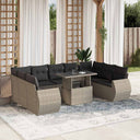 vidaXL 10-Piece Lounge Set with Cushions Poly Rattan Black