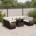 vidaXL 10-Piece Lounge Set with Cushions Poly Rattan Black