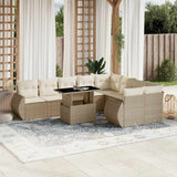 vidaXL 10-delige Loungeset met kussens poly rattan zwart
