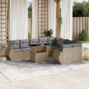 vidaXL 10-delige Loungeset met kussens poly rattan zwart
