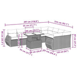 vidaXL 10-delige Loungeset met kussens poly rattan zwart