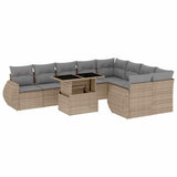 vidaXL 10-delige Loungeset met kussens poly rattan zwart