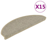 vidaXL Self-Adhesive Stair Mats 15 pcs Sisal-Look 56x17x3 cm Platinum-coloured