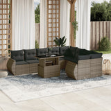 vidaXL 10-delige Loungeset met kussens poly rattan zwart