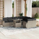vidaXL 10-delige Loungeset met kussens poly rattan zwart