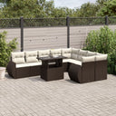 vidaXL 10-delige Loungeset met kussens poly rattan zwart