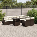 vidaXL 10-delige Loungeset met kussens poly rattan zwart