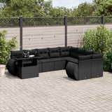 vidaXL 10-Piece Lounge Set with Cushions Poly Rattan Black