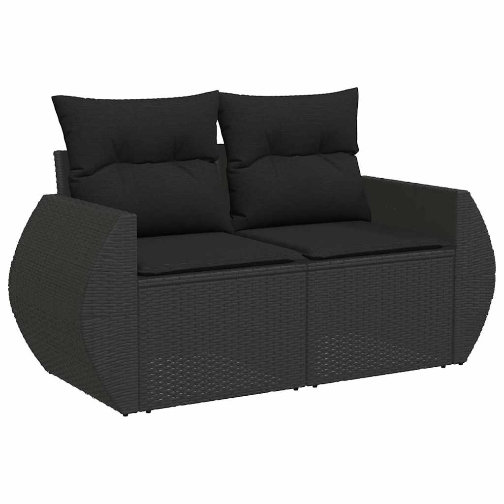 vidaXL 10-Piece Lounge Set with Cushions Poly Rattan Black