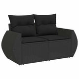 vidaXL 10-Piece Lounge Set with Cushions Poly Rattan Black