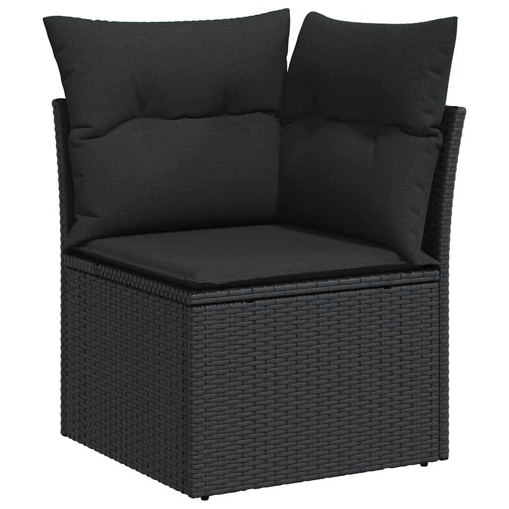 vidaXL 10-Piece Lounge Set with Cushions Poly Rattan Black