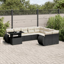 vidaXL 10-Piece Lounge Set with Cushions Poly Rattan Black