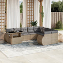 vidaXL 10-Piece Lounge Set with Cushions Poly Rattan Black