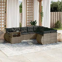 vidaXL 10-Piece Lounge Set with Cushions Poly Rattan Black