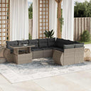 vidaXL 10-Piece Lounge Set with Cushions Poly Rattan Black