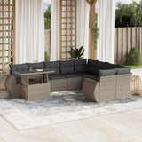 vidaXL 10-Piece Lounge Set with Cushions Poly Rattan Black