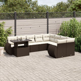 vidaXL 10-Piece Lounge Set with Cushions Poly Rattan Black
