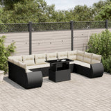 vidaXL 11-delige Loungeset met kussens poly rattan zwart