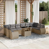 vidaXL 11-delige Loungeset met kussens poly rattan zwart