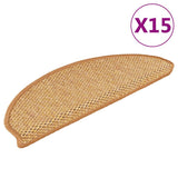 vidaXL Self-Adhesive Stair Mats 15 pcs Sisal-Look 56x17x3 cm Platinum-coloured