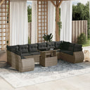 vidaXL 11-delige Loungeset met kussens poly rattan zwart