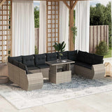 vidaXL 11-delige Loungeset met kussens poly rattan zwart