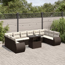 vidaXL 11-delige Loungeset met kussens poly rattan zwart