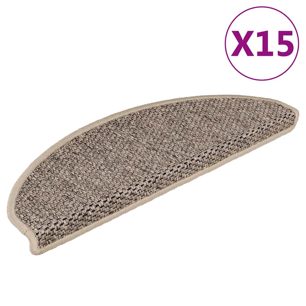 vidaXL Self-Adhesive Stair Mats 15 pcs Sisal-Look 56x17x3 cm Platinum-coloured
