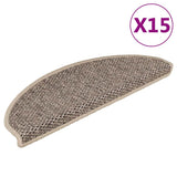 vidaXL Self-Adhesive Stair Mats 15 pcs Sisal-Look 56x17x3 cm Platinum-coloured