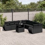 vidaXL 11-piece Lounge Set with Cushions Poly Rattan Black