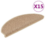 vidaXL Self-Adhesive Stair Mats 15 pcs Sisal-Look 56x17x3 cm Platinum-coloured