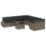 vidaXL 11-piece Lounge Set with Cushions Poly Rattan Black