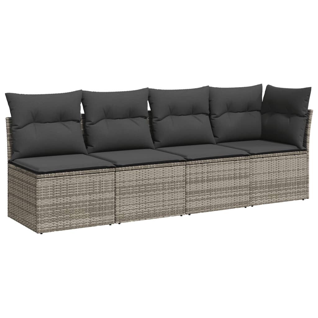 vidaXL 11-piece Lounge Set with Cushions Poly Rattan Black