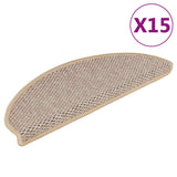 vidaXL Self-Adhesive Stair Mats 15 pcs Sisal-Look 56x17x3 cm Platinum-coloured