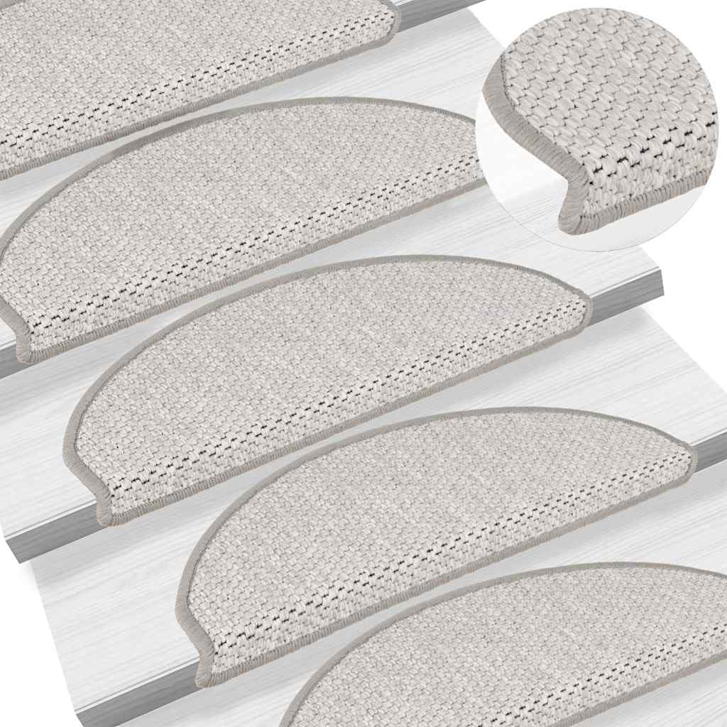 vidaXL Trapmatten zelfklevend 15 st sisal-look 65x21x4 cm platinakleur