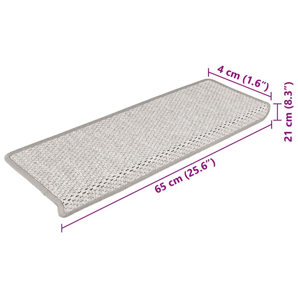 vidaXL Trapmatten zelfklevend 15 st sisal-look 65x21x4 cm platinakleur