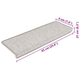 vidaXL Trapmatten zelfklevend 15 st sisal-look 65x21x4 cm platinakleur