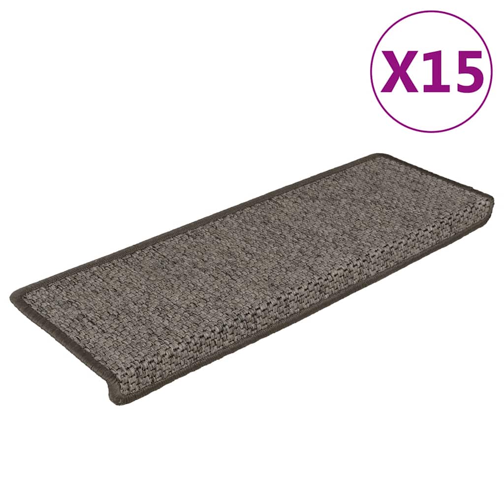 vidaXL Trapmatten zelfklevend 15 st sisal-look 65x21x4 cm platinakleur