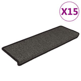 vidaXL Trapmatten zelfklevend 15 st sisal-look 65x21x4 cm platinakleur