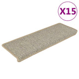 vidaXL Trapmatten zelfklevend 15 st sisal-look 65x21x4 cm platinakleur