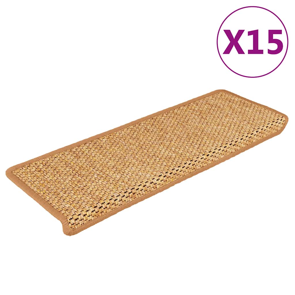 vidaXL Trapmatten zelfklevend 15 st sisal-look 65x21x4 cm platinakleur