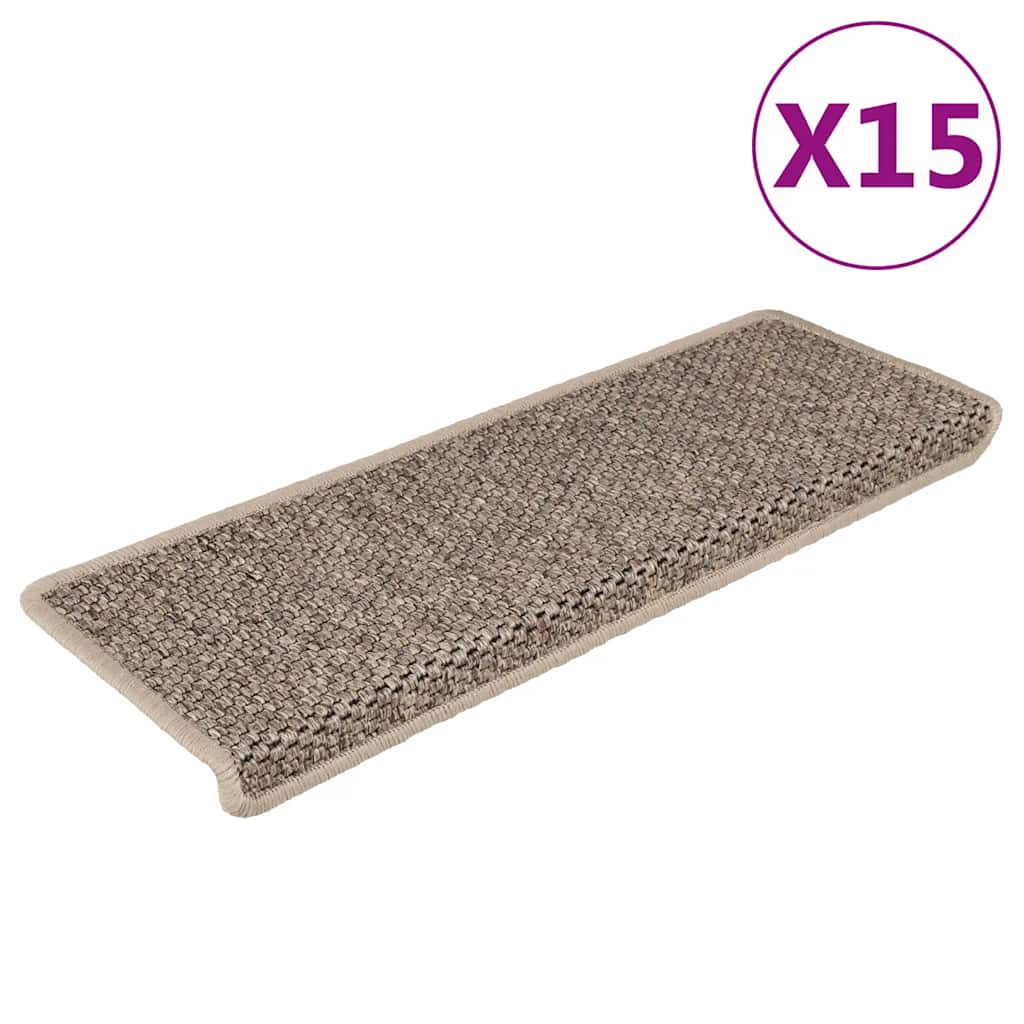 vidaXL Trapmatten zelfklevend 15 st sisal-look 65x21x4 cm platinakleur