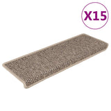 vidaXL Trapmatten zelfklevend 15 st sisal-look 65x21x4 cm platinakleur