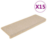 vidaXL Trapmatten zelfklevend 15 st sisal-look 65x21x4 cm platinakleur