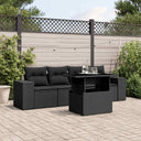vidaXL 5-delige Loungeset met kussens poly rattan zwart