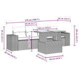 vidaXL 5-delige Loungeset met kussens poly rattan zwart