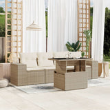 vidaXL 5-delige Loungeset met kussens poly rattan zwart